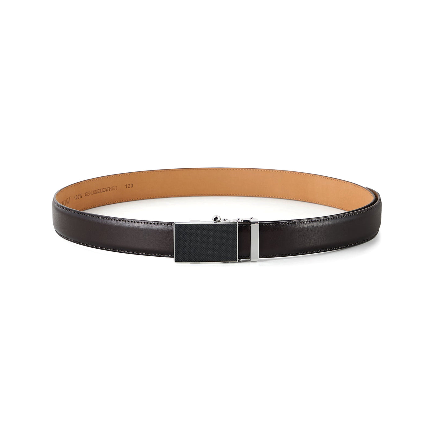 Automatic Italian leather belt with carbon buckle – brown strap