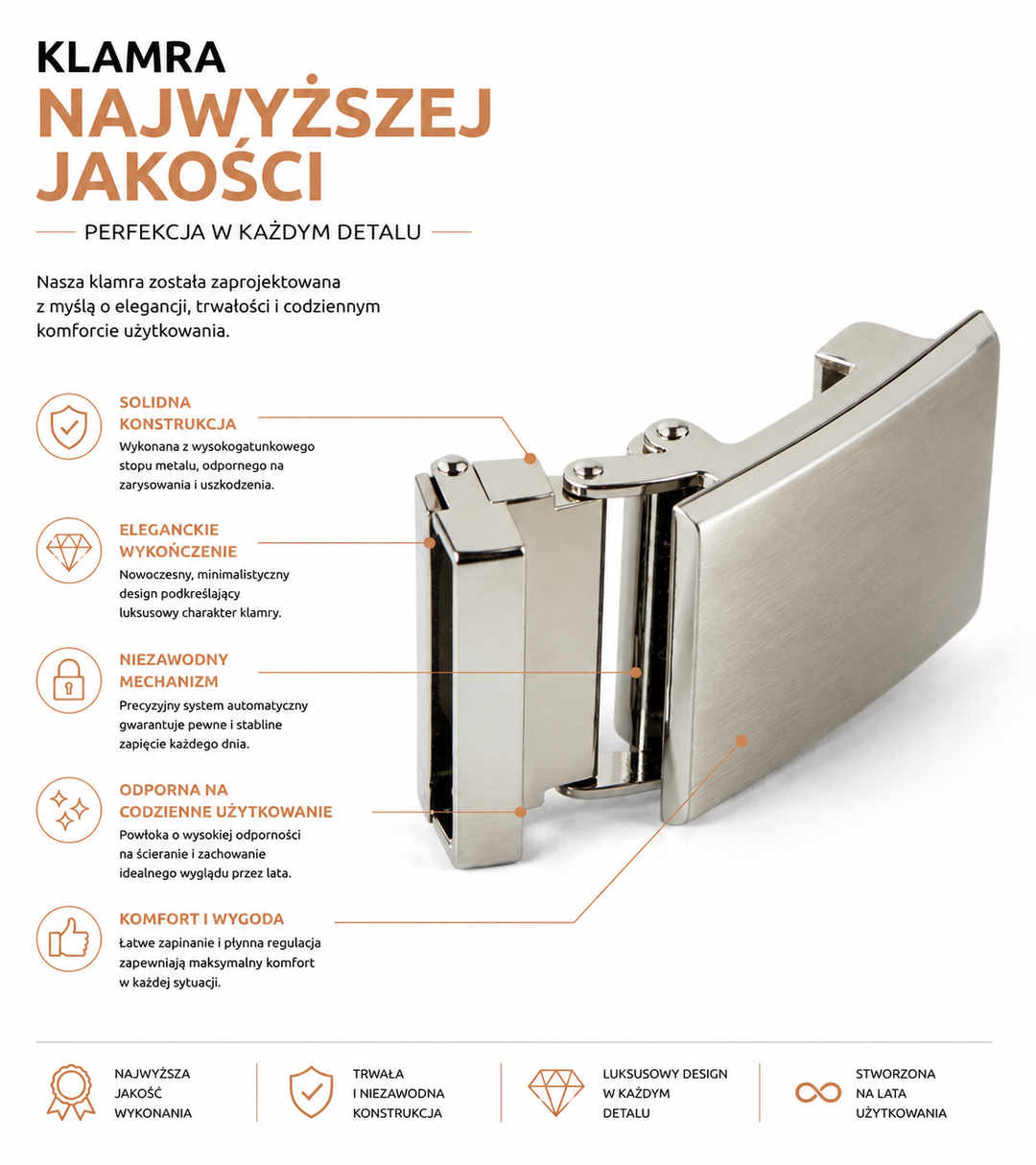 Automatyczny Pasek ze Skóry Włoskiej – Klamra Carbon