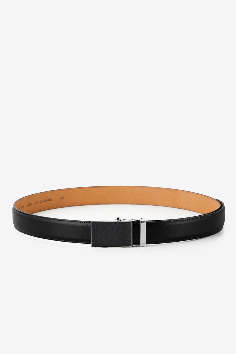 Automatic Italian leather belt with carbon buckle – black strap