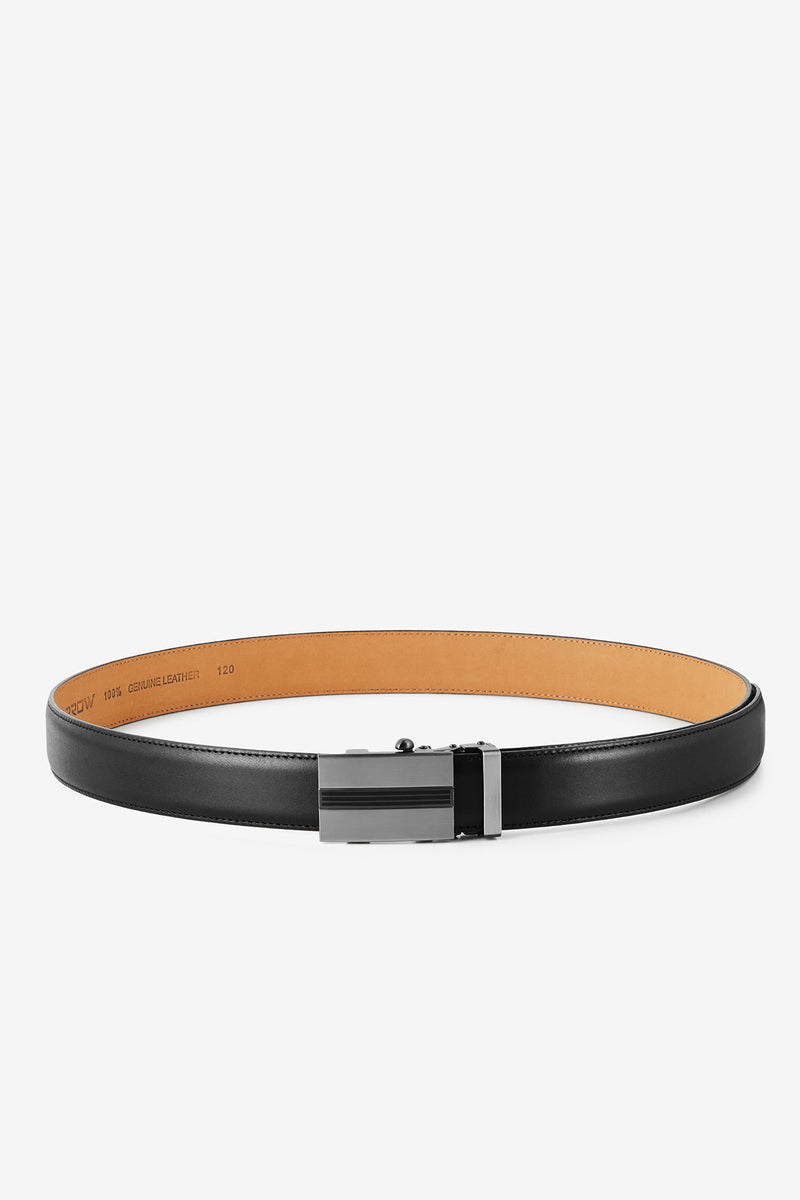 Automatic Italian leather belt with brushed gun metal buckle – black strap