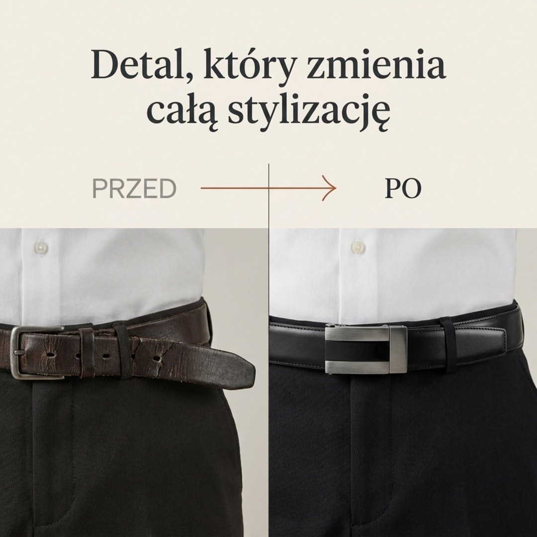 Automatyczny Pasek ze Skóry Włoskiej – Klamra Carbon