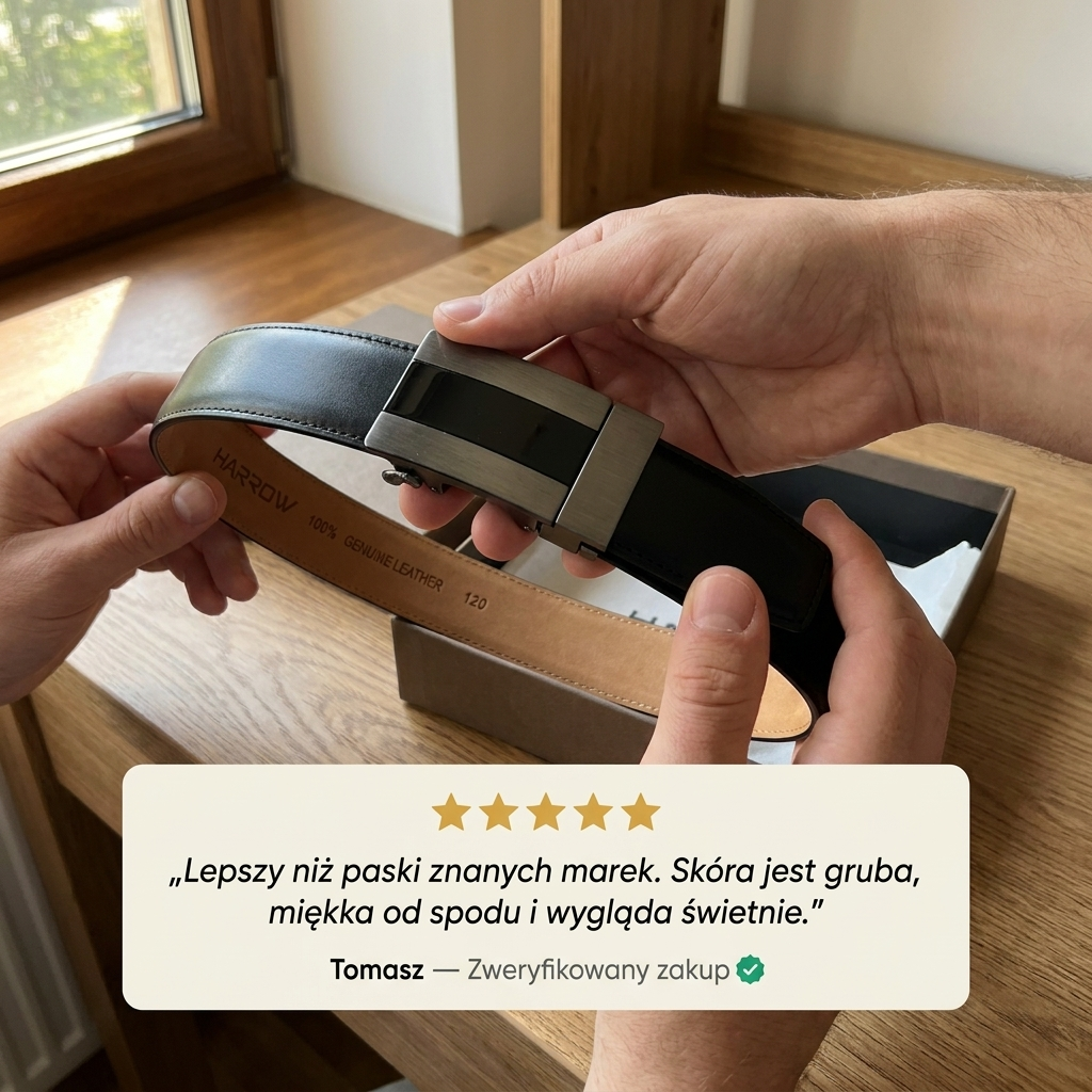 Automatyczny Pasek ze Skóry Włoskiej – Klamra Carbon